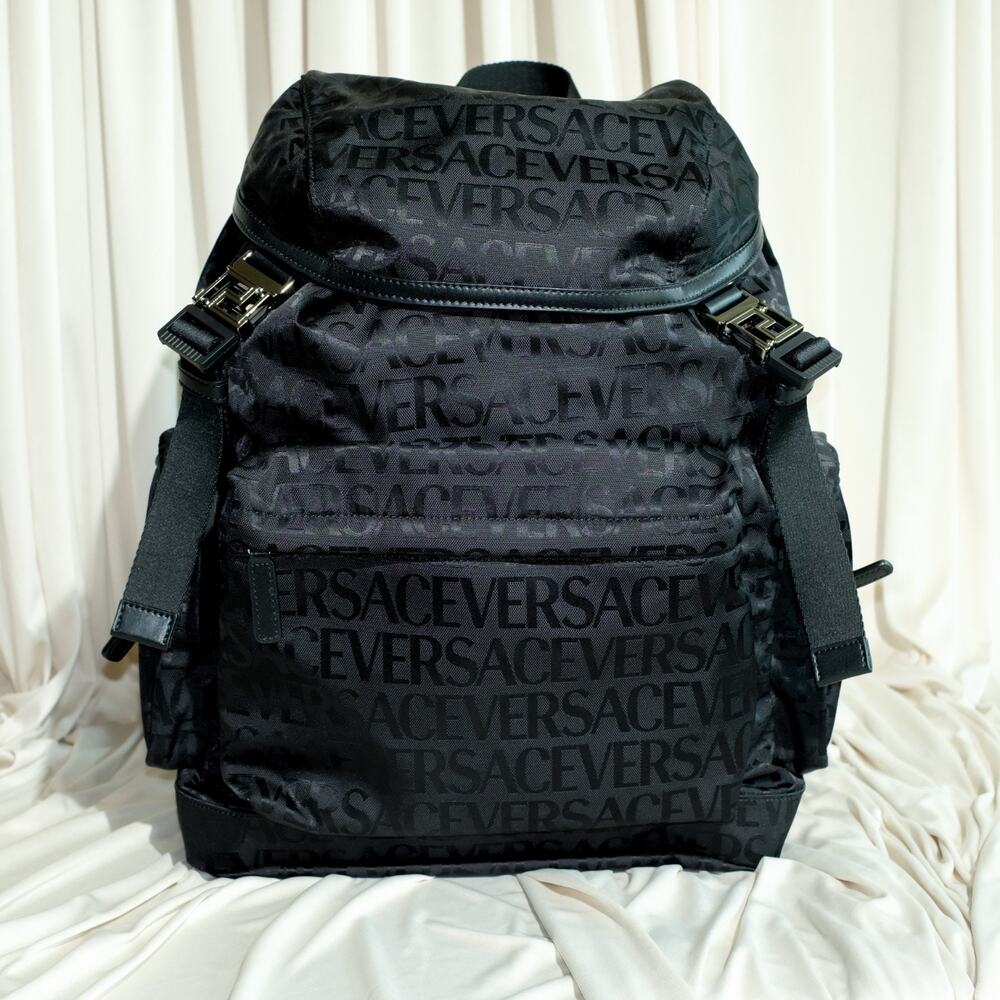 Versace Allover Neo Nylon Backpack Black NWT